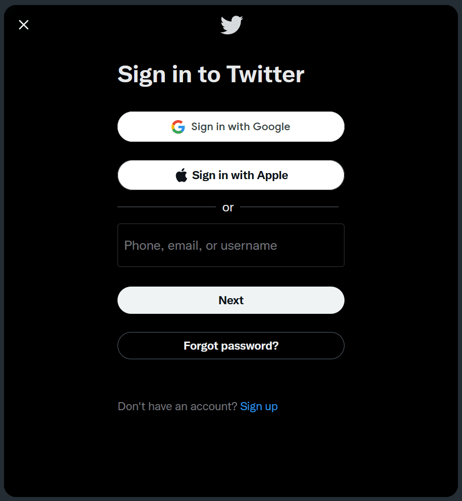 Sign In Twitter Developer Akun