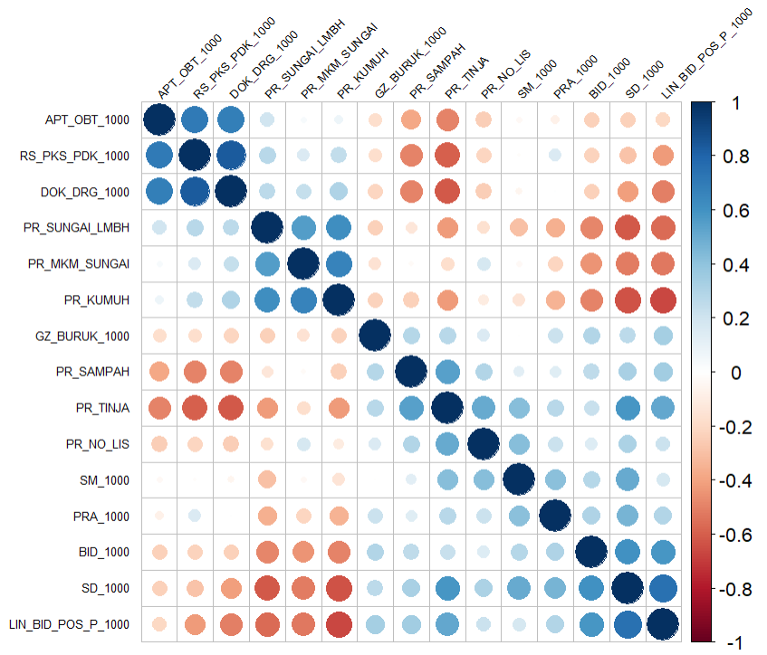 Matriks Kovarian R corrplot