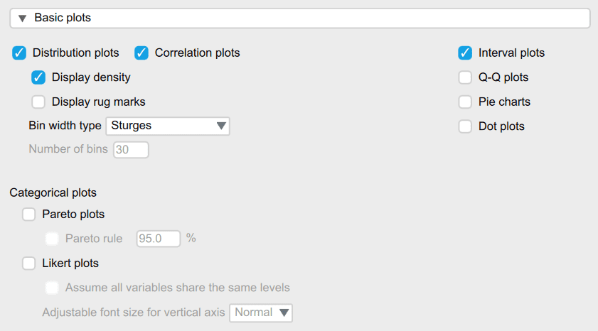 Analisis Deskriptif Basic Plots JASP