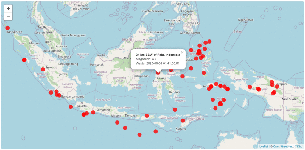 Peta sebaran gempa Bumi