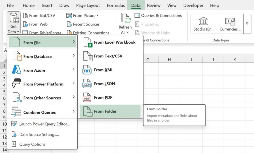 Power Query Get Data From folder